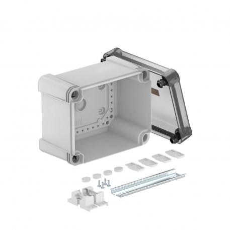 Lege kabeldoos X10 met DIN-rail 177x137x110 |  | IP67 | grijs / transparant