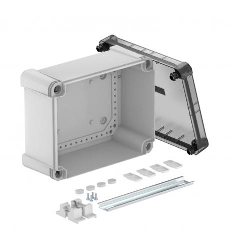 Lege kabeldoos X16 met DIN-rail 227x177x110 |  | IP67 | grijs / transparant