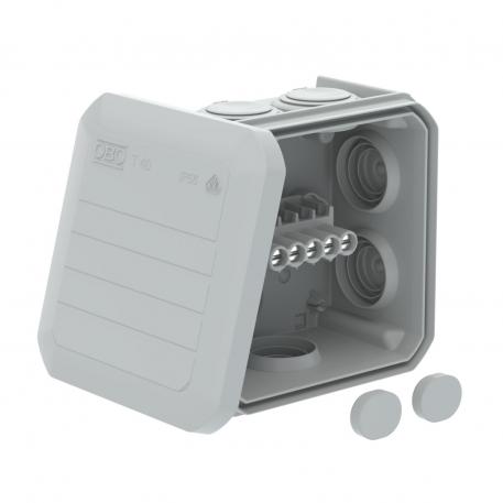 Kabeldozen T 40, kabelinvoer, klemmenstrook 77x77x46 | 7 | IP56 | lichtgrijs; RAL 7035