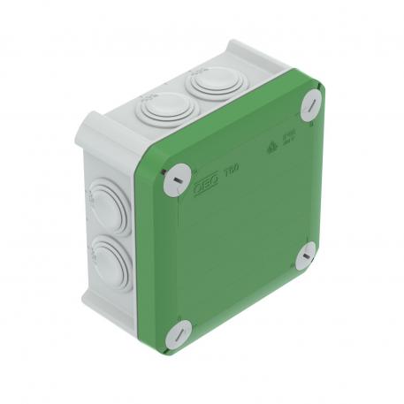 Boîte de dérivation T 60, embout à tétine 100x100x48 | 7 | IP66 | gris/vert