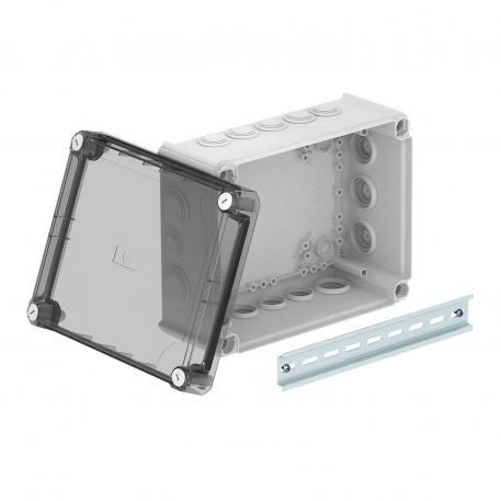 Kabeldozen T 250 met kabelinvoer, transparant hoog deksel 225x173x103 | 16 | IP66 | lichtgrijs; RAL 7035