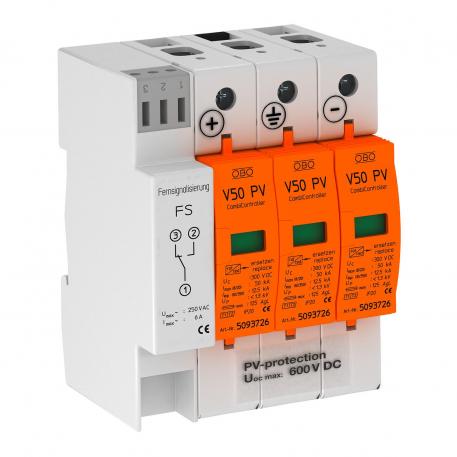 Parafoudre combiné V50, 600 V DC pour PV 3 | IP20