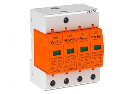 Bliksemstroom- en overspanningsafleider 3-polig