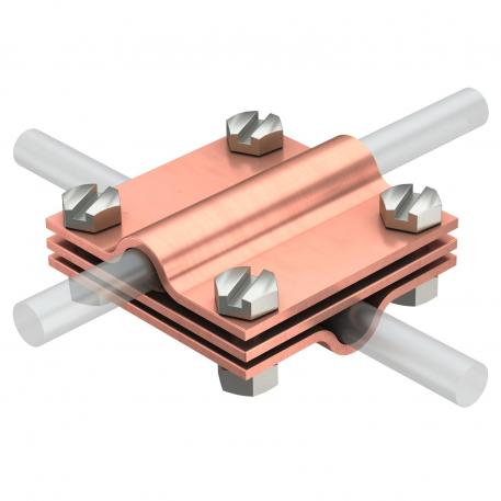 Kruisverbinder met tussenplaat voor Rd 8-10 mm Cu