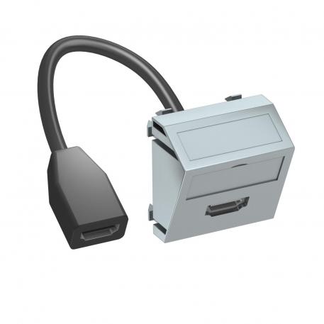 HDMI aansluiting, 1 module, schuine uitlaat, met aansluitkabel  |  | HDMI | aluminium gelakt