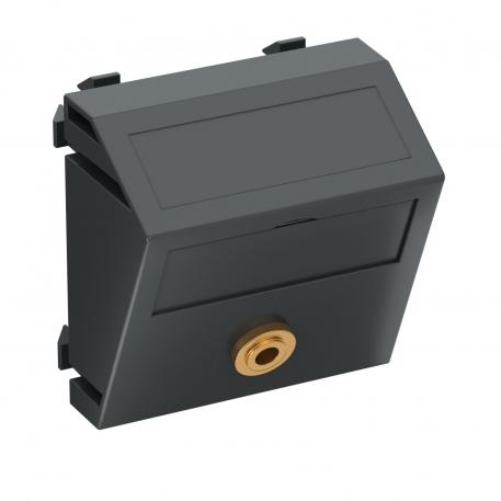 Mini-jack aansluiting, 1 module, schuine uitlaat, met soldeeraansluiting schuin |  | Klink | Zwartgrijs; RAL 7021