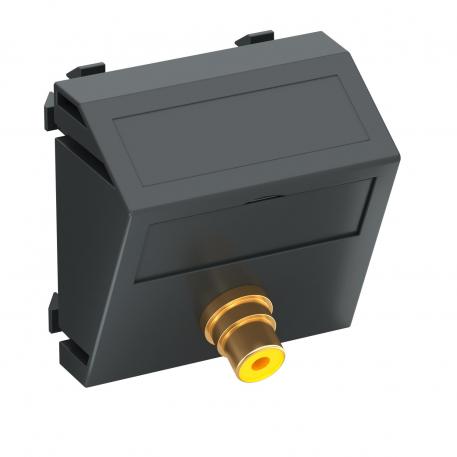 Video-cinch-aansluiting, 1 module, schuine uitlaat, met soldeeraansluiting, zwart-grijs  |  | Cinch | Zwartgrijs; RAL 7021