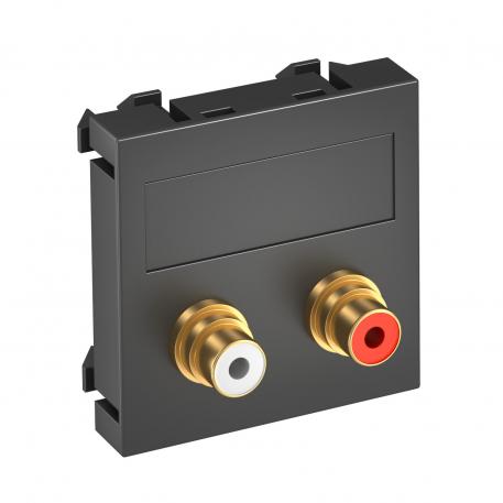 Audio-Cinch aansluiting, 1 module, rechte uitlaat, koppeling 1:1, zwartgrijs recht |  | Cinch | Zwartgrijs; RAL 7021