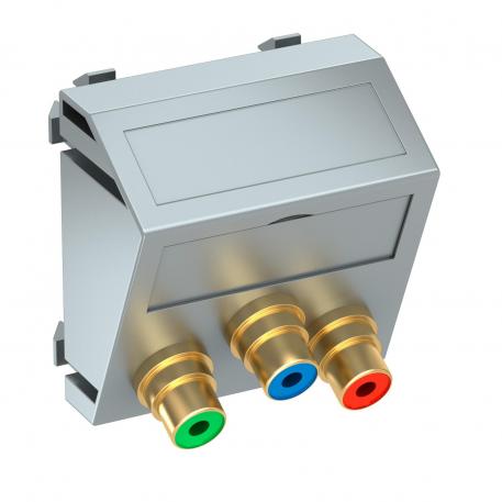 Component video aansluiting, 1 module, schuine  uitlaat, koppeling 1:1, alu gelakt  |  | Cinch | aluminium gelakt