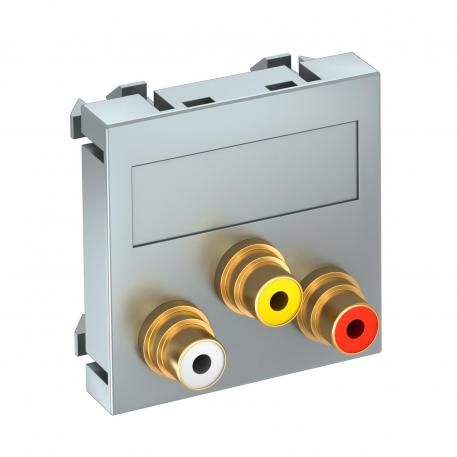 Prise Cinch audio/vidéo, 1 module, sortie droite, avec raccord soudé, laque aluminium  |  | Cinch | alu peint