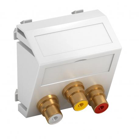 Audio/video-cinch aansluiting, 1 module, schuine uitlaat, met soldeerverbinding