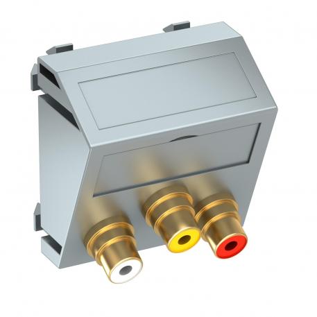 Audio/video-Cinch aansluiting, 1 module, schuine uitlaat, koppeling 1:1, alu gelakt  |  | Cinch | aluminium gelakt