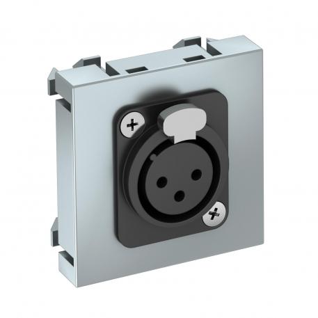 Raccord XLR, 1 module, sortie droite, prise à 3 pôles, comme raccord soudé, laque aluminium  |  | XLR | alu peint