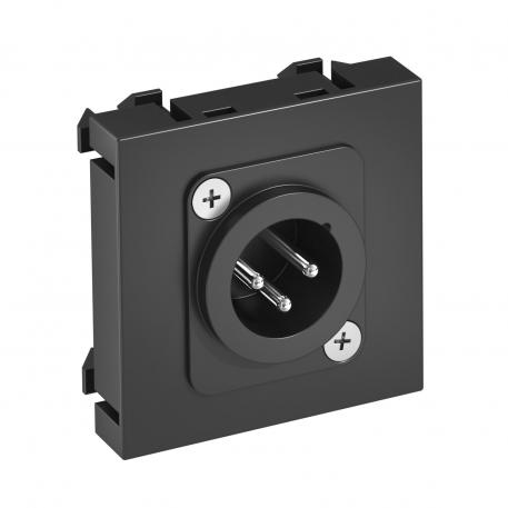 XLR-aansluiting, 1 module, rechte uitlaat, 3-polige stekker, met soldeeraansluiting, zwart-grijs recht |  | XLR | Zwartgrijs; RAL 7021