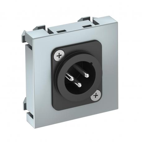 XLR-aansluiting, 1 module, rechte uitlaat, 3-polige stekker, met soldeeraansluiting, alu gelakt  |  | XLR | aluminium gelakt