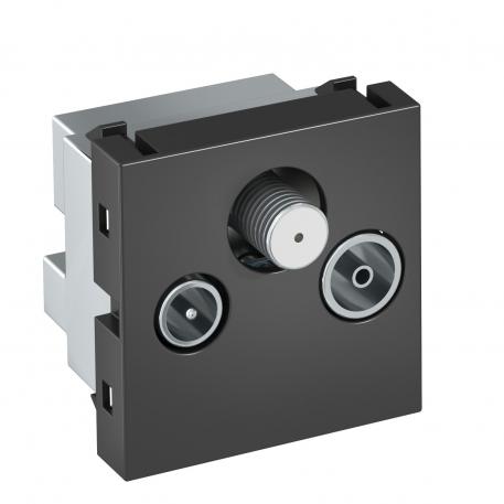 Antenne-aansluiting, 1 module, TV / Radio / SAT, einddoos, zwartgrijs