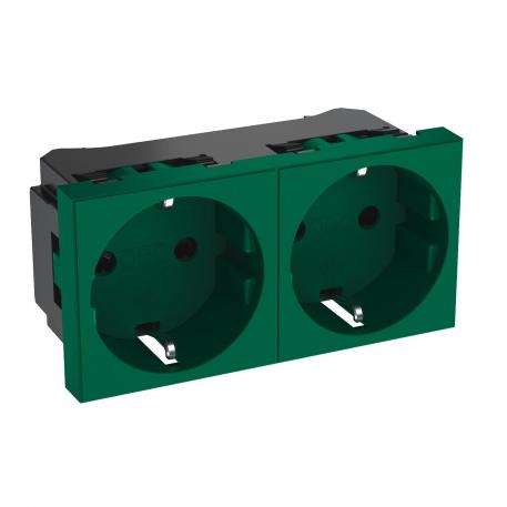 0° socket, protective contact, double 2 | Double 0° | groen; RAL 6029
