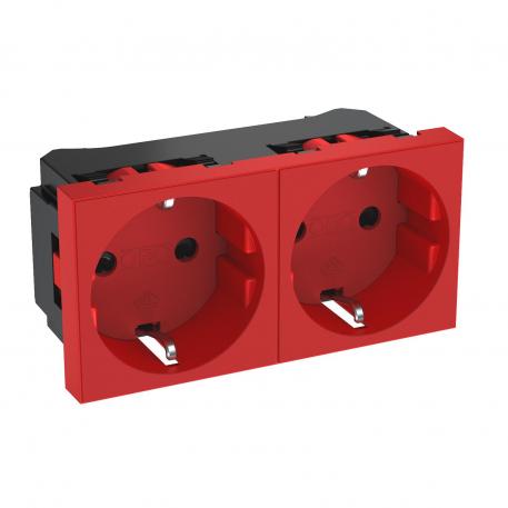 0° socket, protective contact, double 2 | Double 0° | rood; RAL 3001