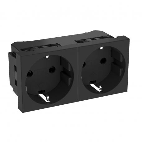 0° socket, protective contact, double 2 | Double 0° | Zwartgrijs; RAL 7021
