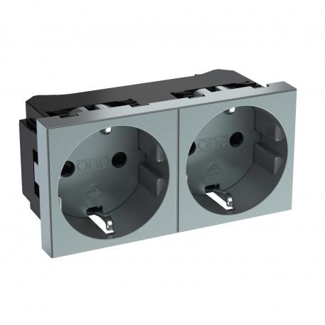 0° socket, protective contact, double 2 | Double 0° | aluminium gelakt