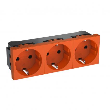 0° socket, protective contact, triple 3 | Triple 0° | oranje; RAL 2004