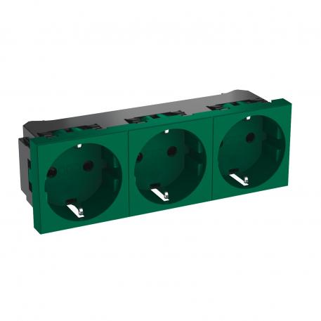 0° socket, protective contact, triple 3 | Triple 0° | groen; RAL 6029