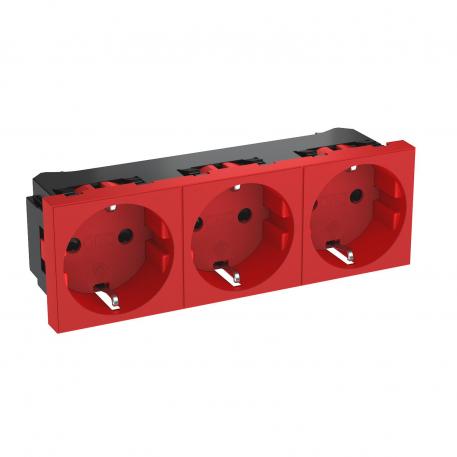 0° socket, protective contact, triple 3 | Triple 0° | rood; RAL 3001