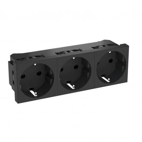 0° socket, protective contact, triple 3 | Triple 0° | Zwartgrijs; RAL 7021