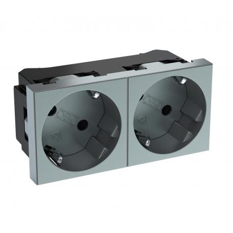 33° socket, protective contact, double 2 | Double 33° | aluminium gelakt