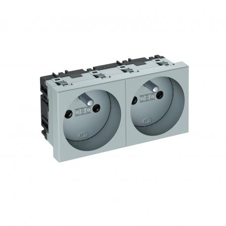 Contactdoos 0°, met penaarde, 2-voudig 2 | 2-voudig 0° | aluminium gelakt