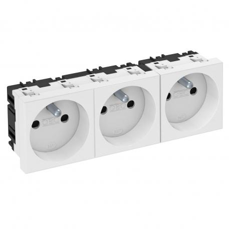 Contactdoos 0°, met penaarde, 3-voudig 3 | 3-voudig 0° | zuiver wit; RAL 9010