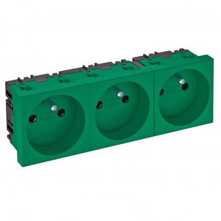 Contactdoos 0°, met penaarde, 3-voudig 3 | 3-voudig 0° | groen; RAL 6029