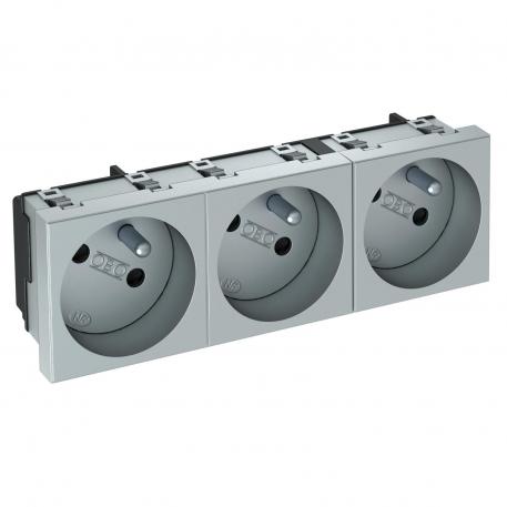 Prise de courant 33°, avec fiche de terre, triple 3 | triple 33° | alu peint