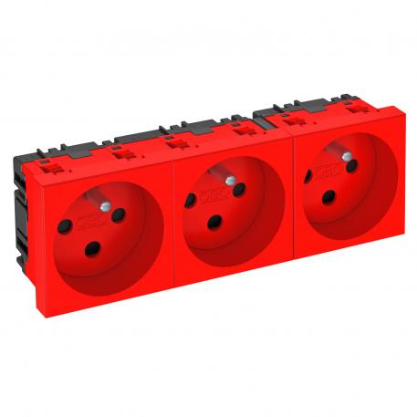 Contactdoos 0°, met penaarde, gecodeerde uitvoering, 3-voudig