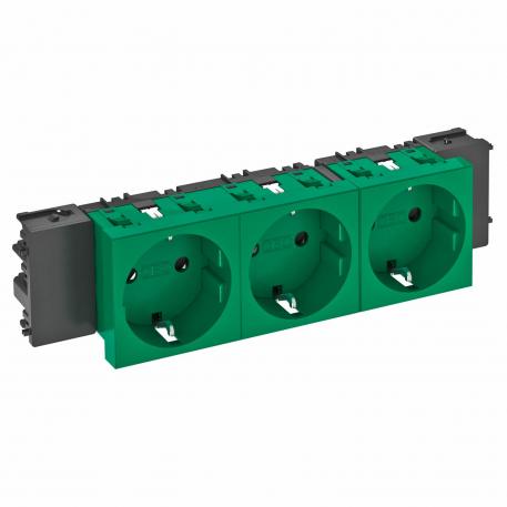 Contactdoos 0°, Connect 45, met randaarde, 3-voudig 3 | 3-voudig 0° | groen; RAL 6029