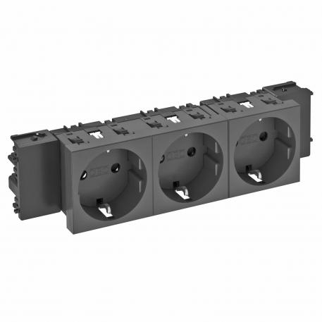 Contactdoos 0°, Connect 45, met randaarde, 3-voudig 3 | 3-voudig 0° | Zwartgrijs; RAL 7021
