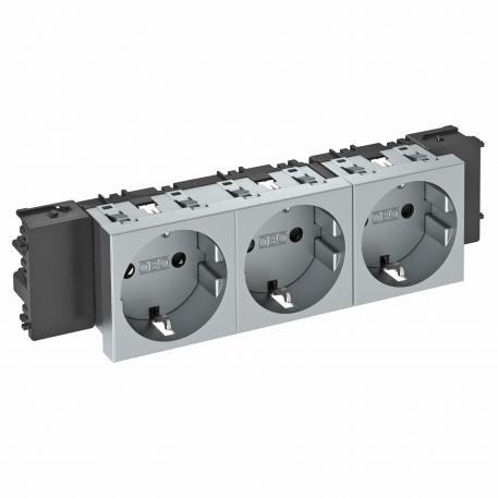 Contactdoos 0°, Connect 45, met randaarde, 3-voudig 3 | 3-voudig 0° | aluminium gelakt