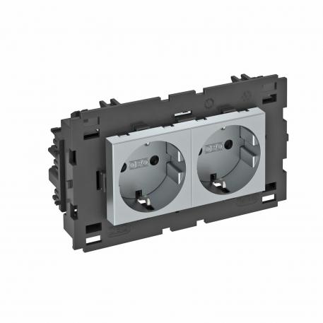 Contactdoos 0°, Connect 45, met randaarde, 2-voudig 2 | 2-voudig 0° | aluminium gelakt