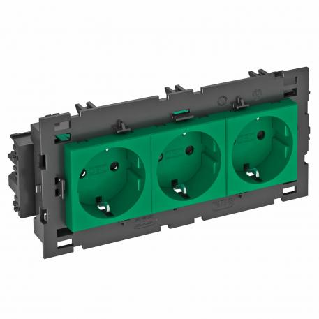 Contactdoos 0°, Connect 80, met randaarde, 3-voudig 3 | 3-voudig 0° | groen; RAL 6029