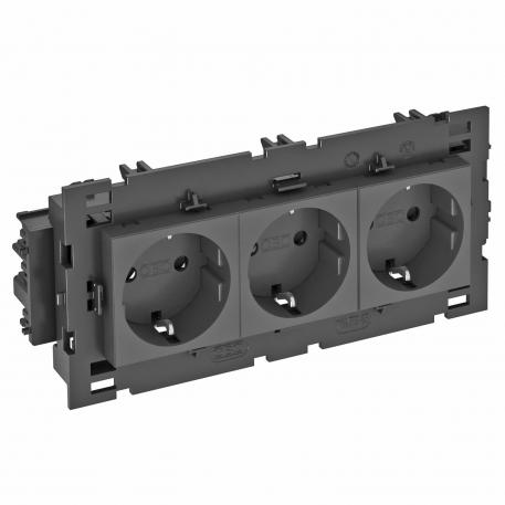 Contactdoos 0°, Connect 80, met randaarde, 3-voudig 3 | 3-voudig 0° | Zwartgrijs; RAL 7021
