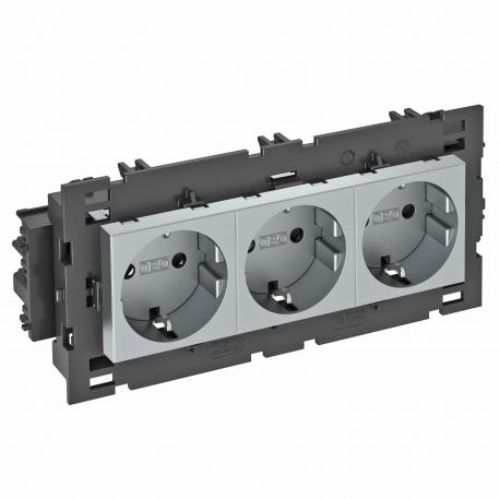 Contactdoos 0°, Connect 80, met randaarde, 3-voudig 3 | 3-voudig 0° | aluminium gelakt