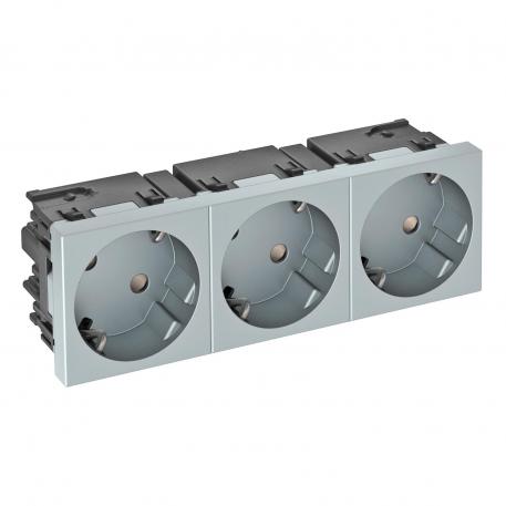 Contactdoos 33°, Connect 45, randaarde, 3-voudig 3 | 3-voudig 33° | aluminium gelakt