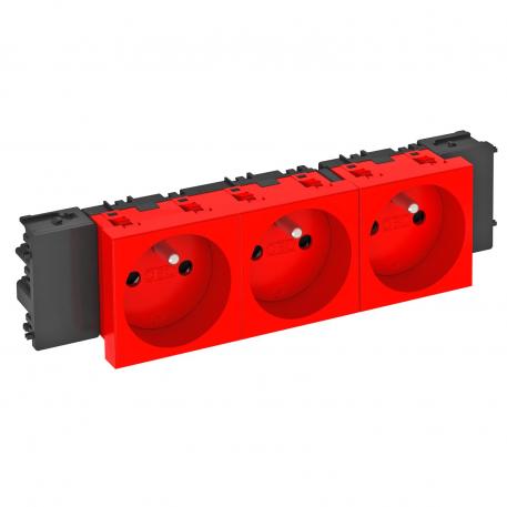 Contactdoos 0°, Connect 45, met penaarde, 3-voudig 3 | 3-voudig 0° | rood; RAL 3001
