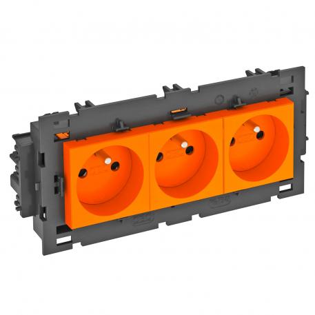Contactdoos 0°, Connect 80, met penaarde, 3-voudig 3 | 3-voudig 0° | oranje; RAL 2004