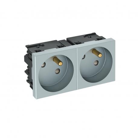 Contactdoos 33°, Connect 45, met penaarde, 2-voudig, alu gelakt 2 | 2-voudig 33° | aluminium gelakt