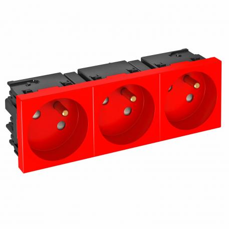 Contactdoos 33°, Connect 45, met penaarde, 3-voudig, signaalrood 3 | 3-voudig 33° | rood; RAL 3001