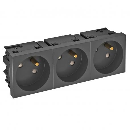Contactdoos 33°, Connect 45, met penaarde, 3-voudig, zwart-grijs 3 | 3-voudig 33° | Zwartgrijs; RAL 7021