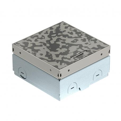 Vloerdoos UDHOME-ONE, zonder uitsparing vloerbedekking, vrij uitrustbaar, roestvrij staal, decorplaat: Spots