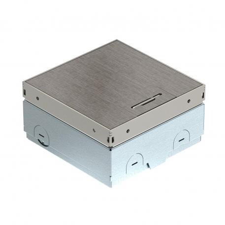 Vloerdoos UDHOME-ONE, zonder uitsparing vloerbedekking, vrij uitrustbaar, roestvrij staal, decorplaat: Cross hatch