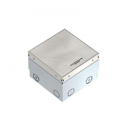 Vloerdoos UDHOME2, met snoeruitlaat, zonder uitsparing vloerbedekking, geen uitrusting, roestvrij staal, decordeksel: Angelhair